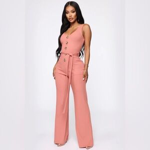Get Close To Me Ribbed Jumpsuit - Marsala (Size Large) NWOT